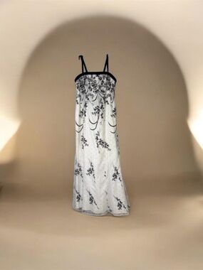 Ignite Evenings Black White Floral Dress Plus Size 18W Lace Up Formal Cocktail M